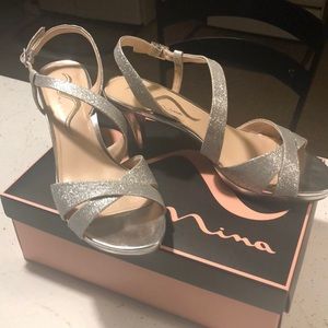 Beautiful silver refined evening shoes